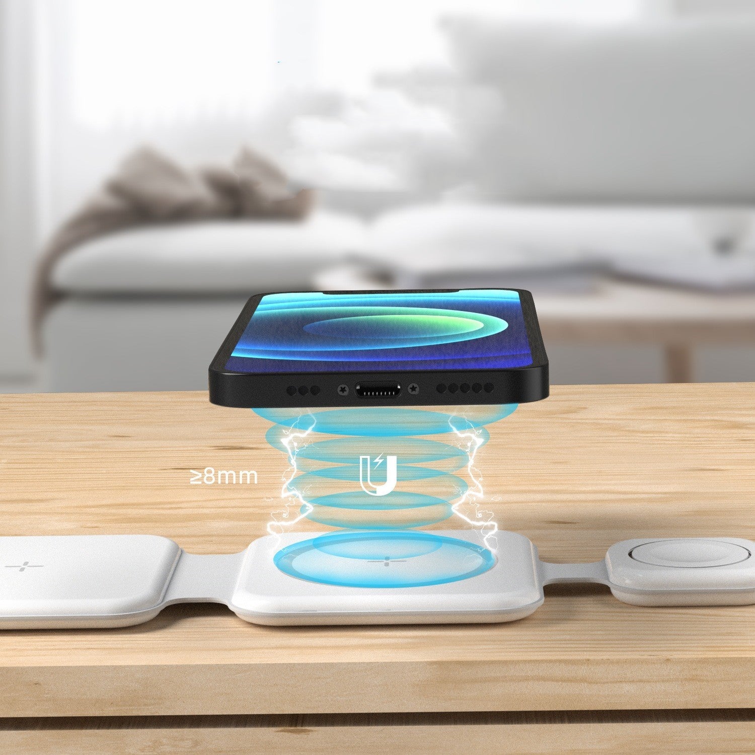 3 In 1 Magnetic Foldable Wireless Charger Charging Station Multi - device Folding Cell Phone Wireless Charger Gadgets - NextXPWhite